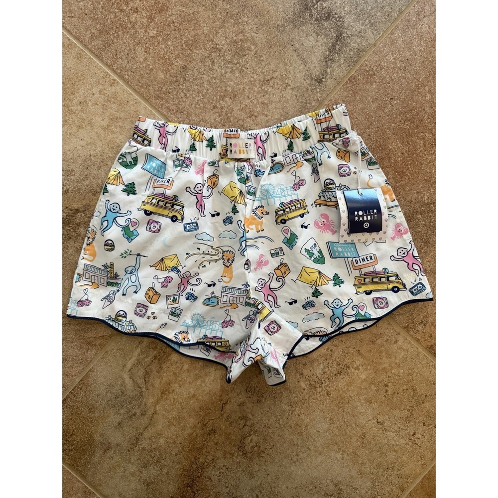 Women's Roller Rabbit Roadtrip Poplin Boxer Shorts Size XXS NWT Pajama Shorts